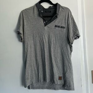 Brave Soul - Grey Polo with Chambray Trim